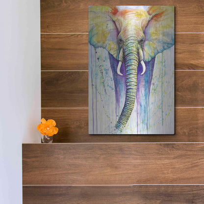 Luxe Metal Art 'Elephant Colors' by Michelle Faber, Metal Wall Art,12x16