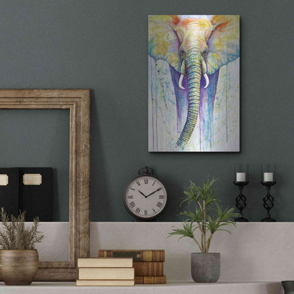 Luxe Metal Art 'Elephant Colors' by Michelle Faber, Metal Wall Art,12x16