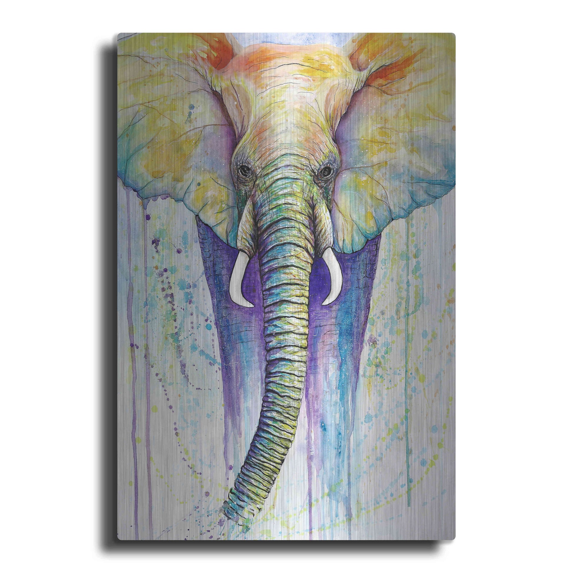 Luxe Metal Art 'Elephant Colors' by Michelle Faber, Metal Wall Art