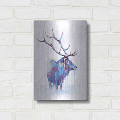 Luxe Metal Art 'Elk in Water' by Michelle Faber, Metal Wall Art,12x16