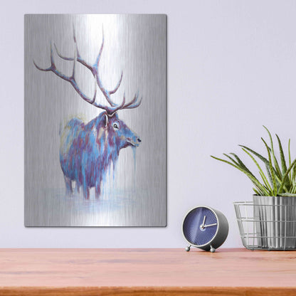 Luxe Metal Art 'Elk in Water' by Michelle Faber, Metal Wall Art,12x16