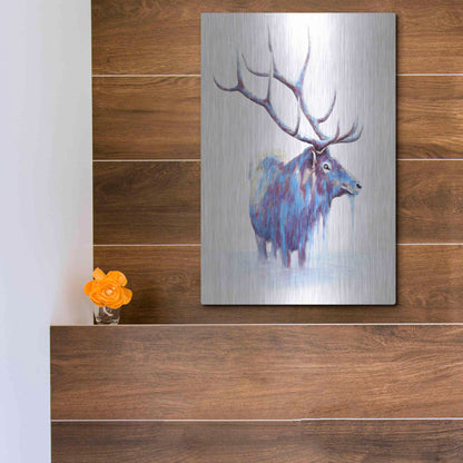 Luxe Metal Art 'Elk in Water' by Michelle Faber, Metal Wall Art,12x16