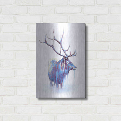 Luxe Metal Art 'Elk in Water' by Michelle Faber, Metal Wall Art,16x24