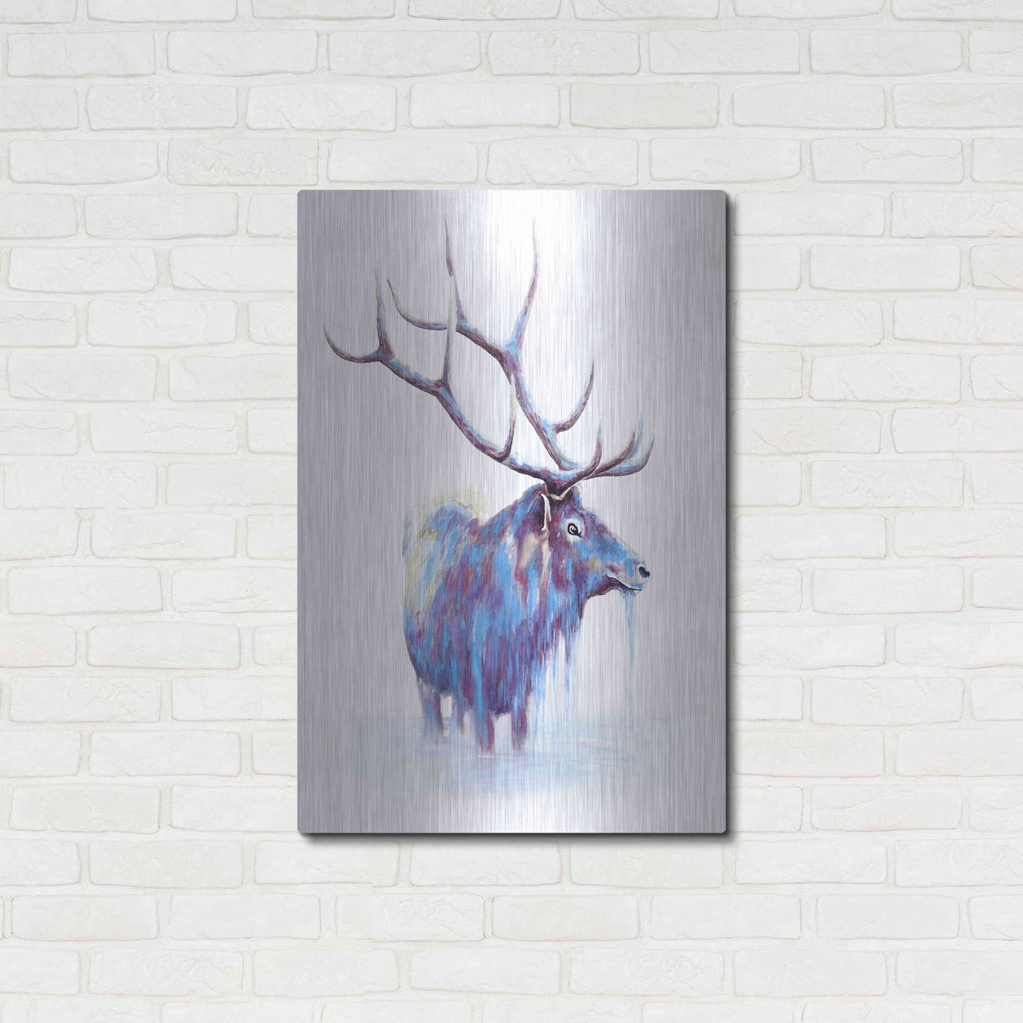Luxe Metal Art 'Elk in Water' by Michelle Faber, Metal Wall Art,24x36
