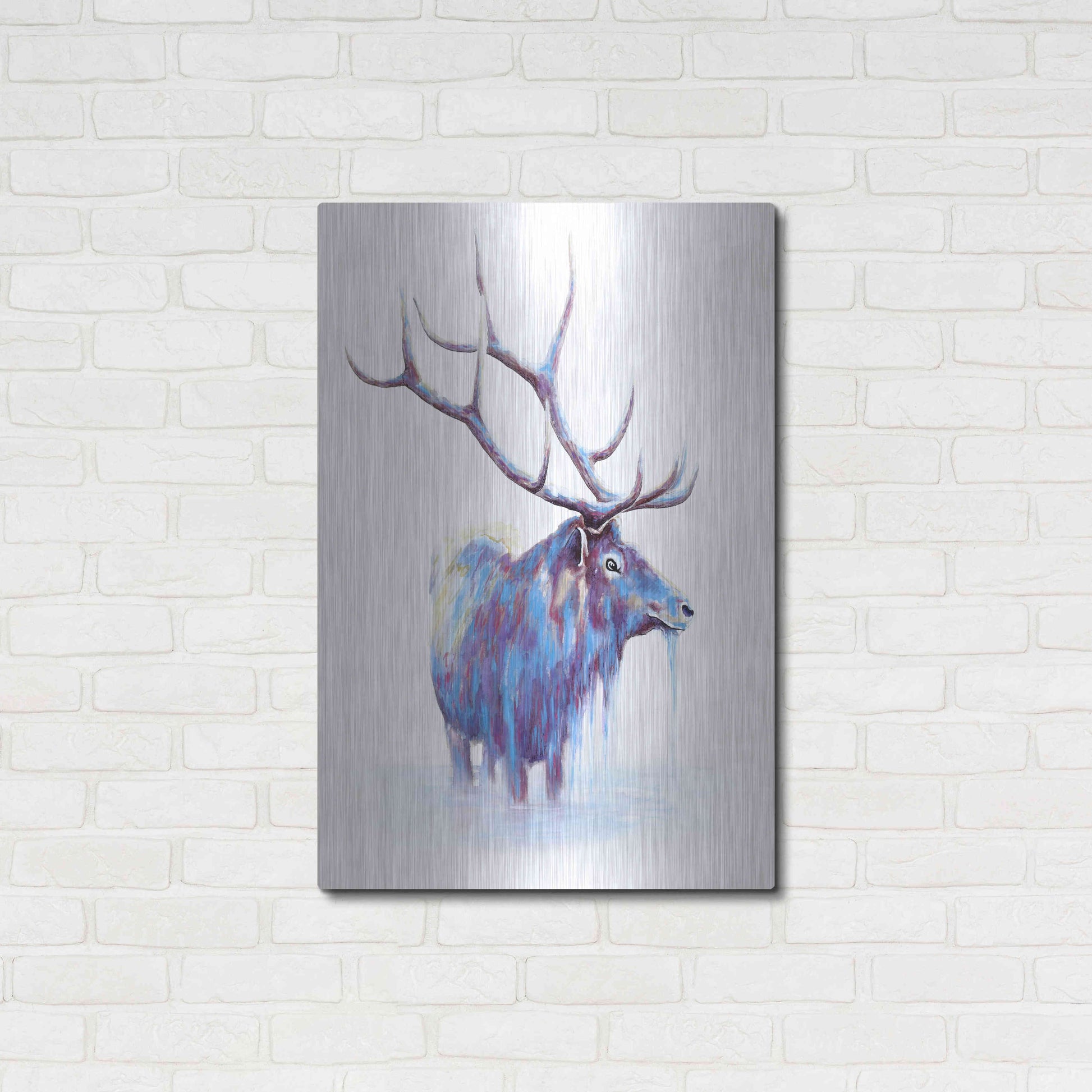 Luxe Metal Art 'Elk in Water' by Michelle Faber, Metal Wall Art,24x36
