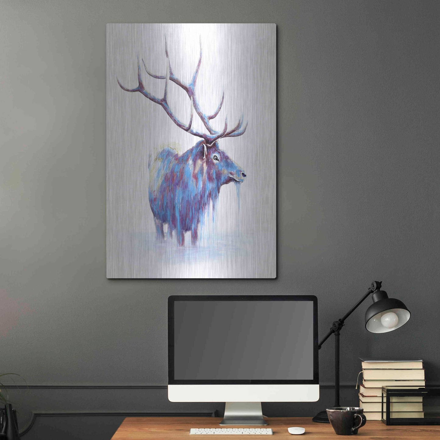 Luxe Metal Art 'Elk in Water' by Michelle Faber, Metal Wall Art,24x36
