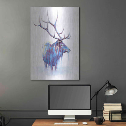 Luxe Metal Art 'Elk in Water' by Michelle Faber, Metal Wall Art,24x36