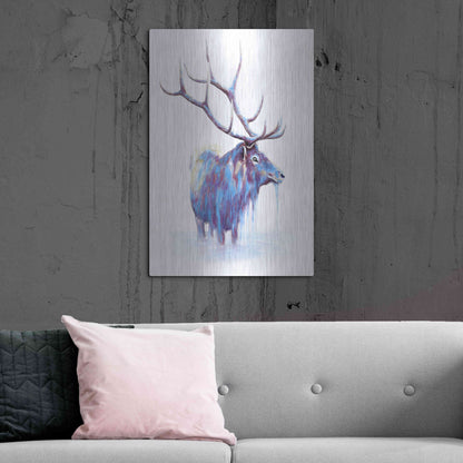 Luxe Metal Art 'Elk in Water' by Michelle Faber, Metal Wall Art,24x36