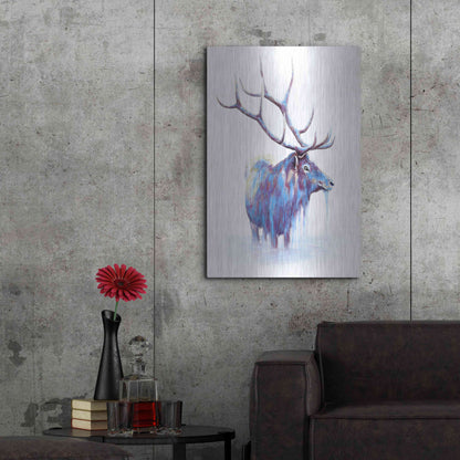 Luxe Metal Art 'Elk in Water' by Michelle Faber, Metal Wall Art,24x36