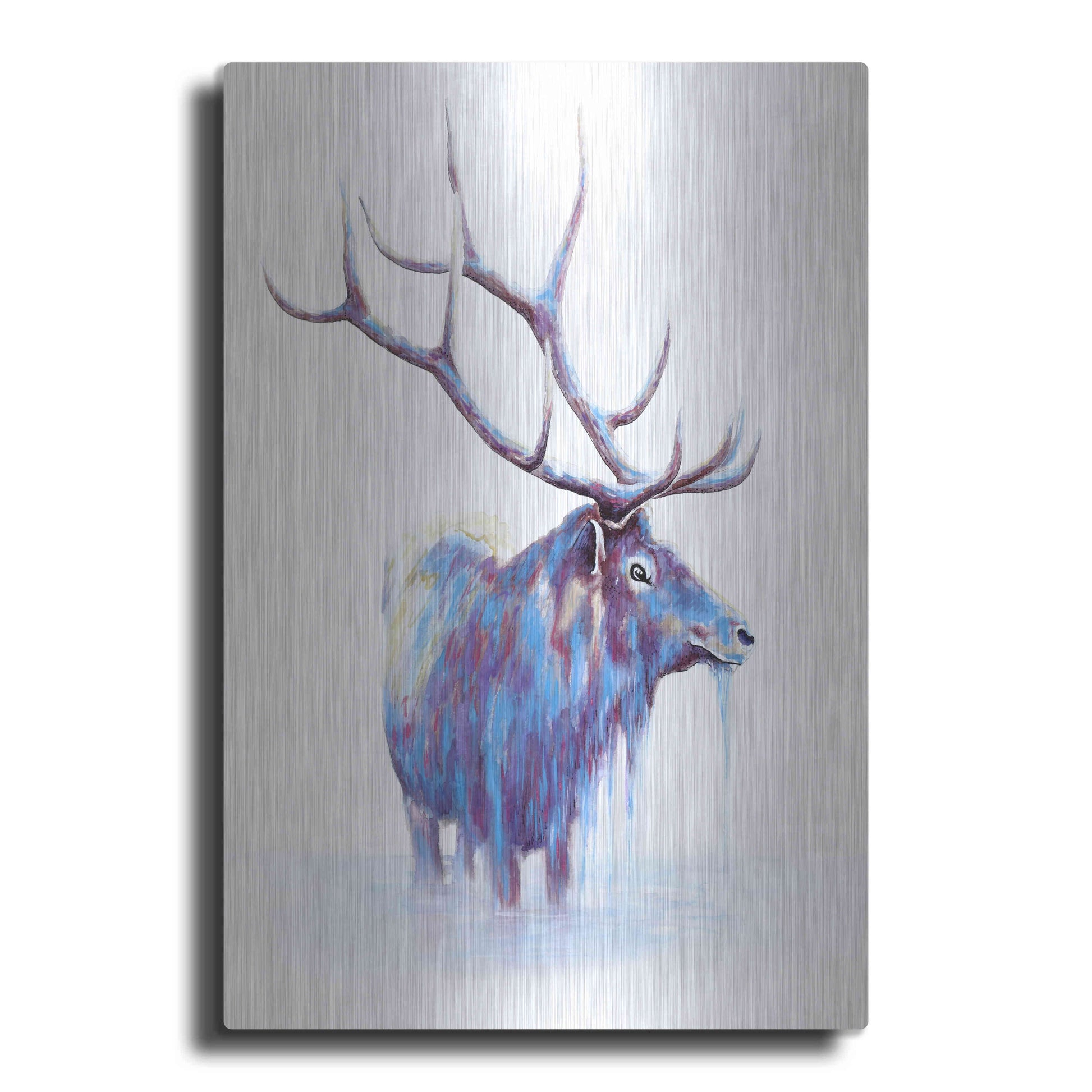 Luxe Metal Art 'Elk in Water' by Michelle Faber, Metal Wall Art