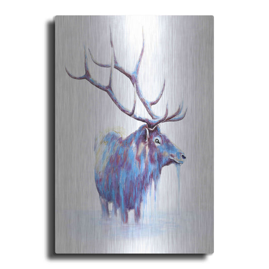 Luxe Metal Art 'Elk in Water' by Michelle Faber, Metal Wall Art
