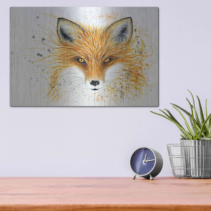 Luxe Metal Art 'Fox Fire' by Michelle Faber, Metal Wall Art,16x12
