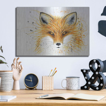 Luxe Metal Art 'Fox Fire' by Michelle Faber, Metal Wall Art,16x12