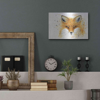 Luxe Metal Art 'Fox Fire' by Michelle Faber, Metal Wall Art,16x12