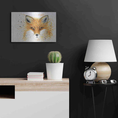 Luxe Metal Art 'Fox Fire' by Michelle Faber, Metal Wall Art,24x16