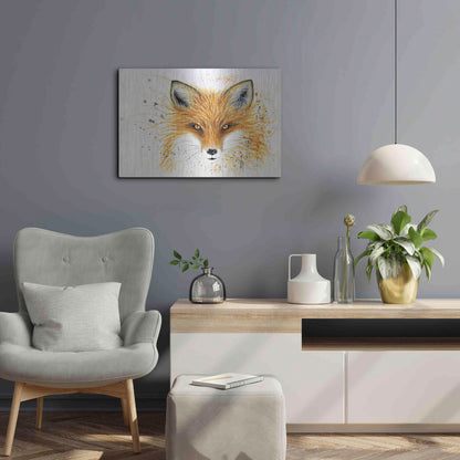 Luxe Metal Art 'Fox Fire' by Michelle Faber, Metal Wall Art,24x16