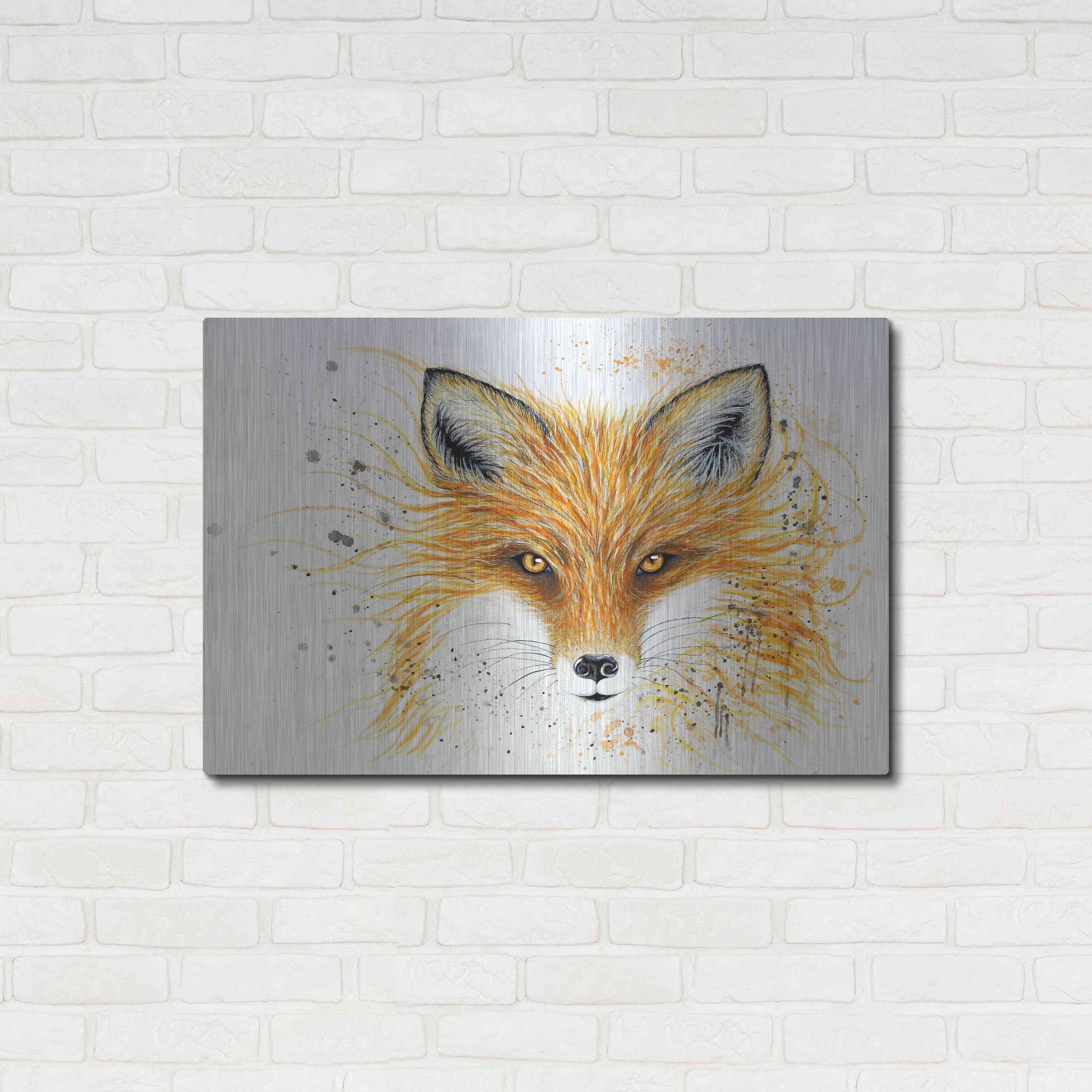 Luxe Metal Art 'Fox Fire' by Michelle Faber, Metal Wall Art,36x24