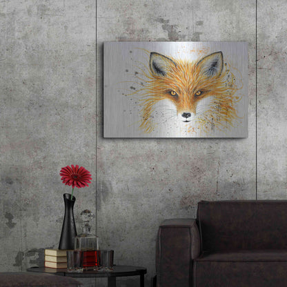 Luxe Metal Art 'Fox Fire' by Michelle Faber, Metal Wall Art,36x24
