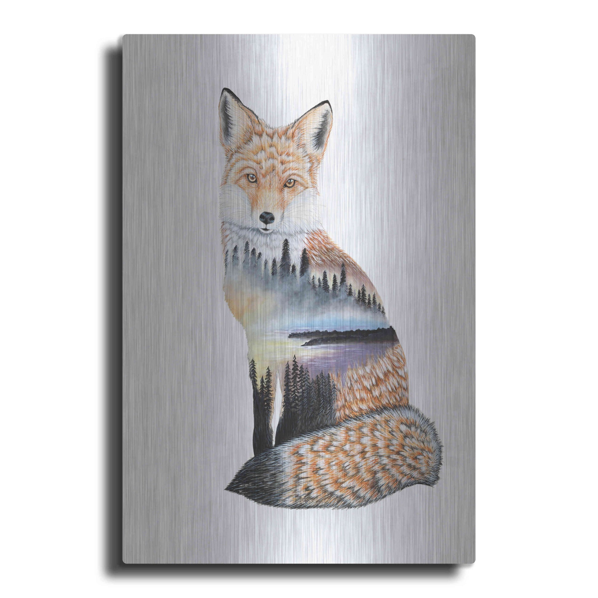Luxe Metal Art 'Fox Lake landscape' by Michelle Faber, Metal Wall Art