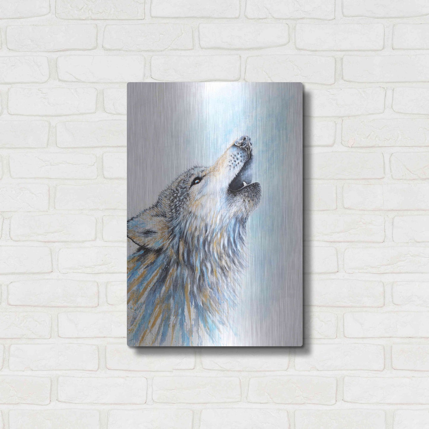 Luxe Metal Art 'Howling Wolf' by Michelle Faber, Metal Wall Art,16x24