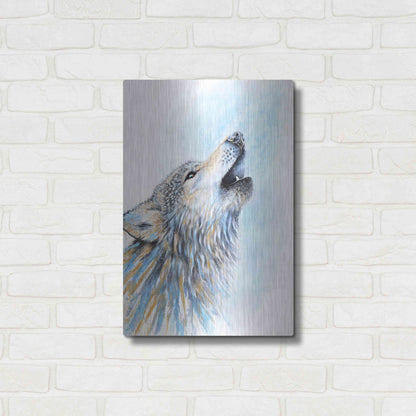 Luxe Metal Art 'Howling Wolf' by Michelle Faber, Metal Wall Art,16x24
