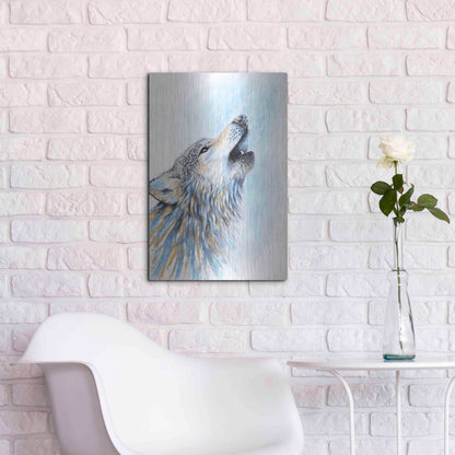 Luxe Metal Art 'Howling Wolf' by Michelle Faber, Metal Wall Art,16x24