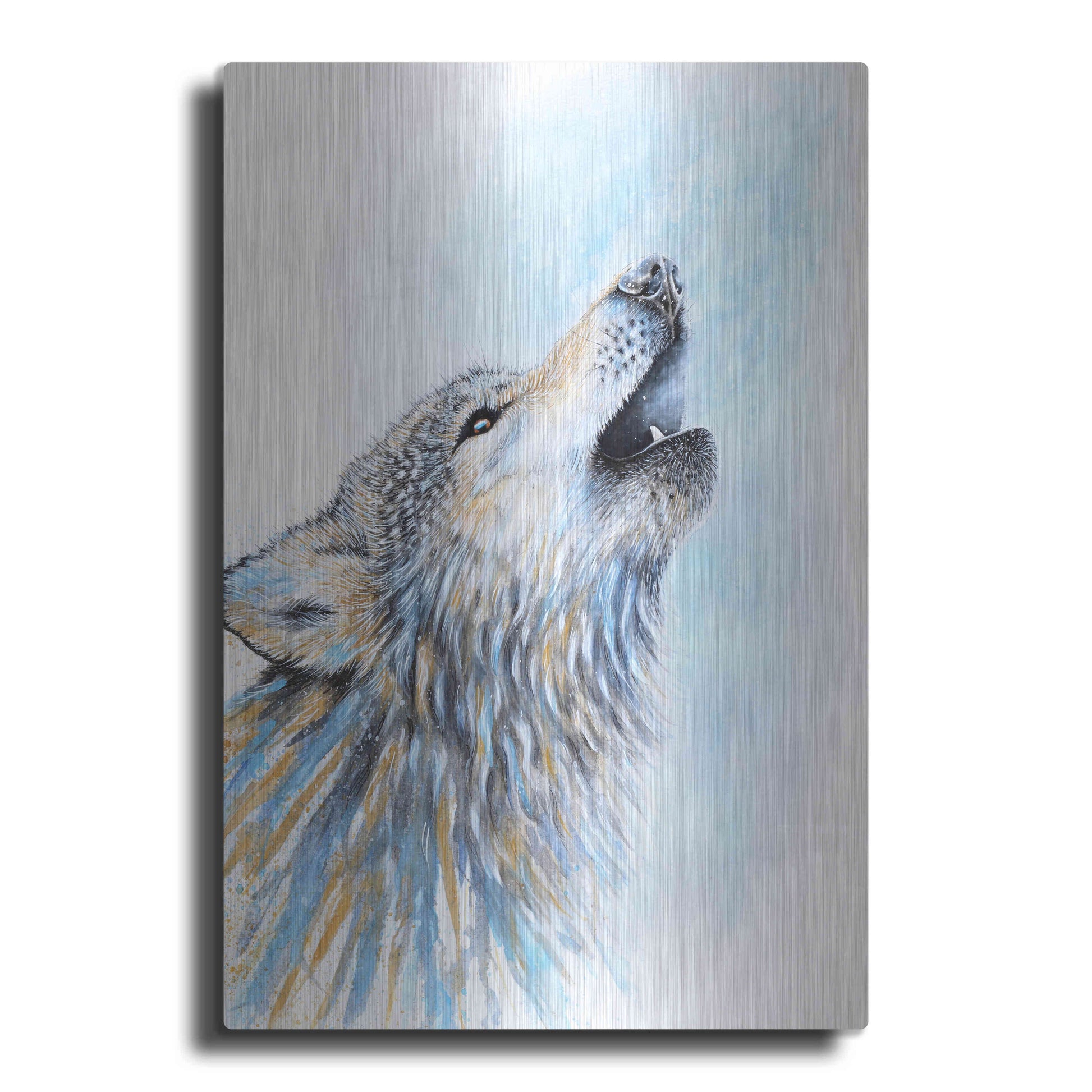 Luxe Metal Art 'Howling Wolf' by Michelle Faber, Metal Wall Art