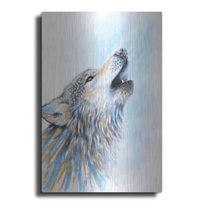 Luxe Metal Art 'Howling Wolf' by Michelle Faber, Metal Wall Art