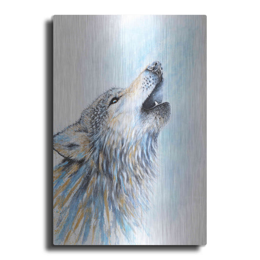 Luxe Metal Art 'Howling Wolf' by Michelle Faber, Metal Wall Art