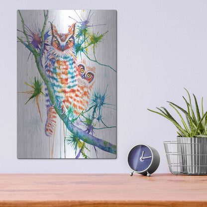 Luxe Metal Art 'Momma and Baby Owl' by Michelle Faber, Metal Wall Art,12x16
