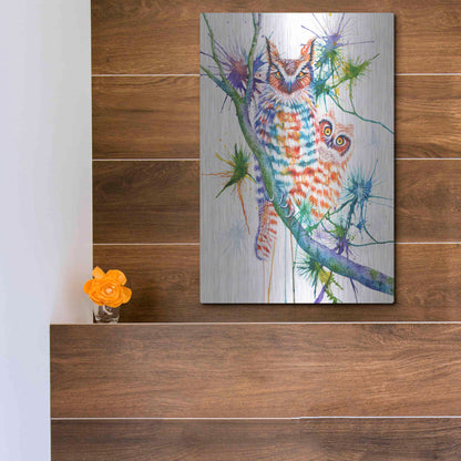 Luxe Metal Art 'Momma and Baby Owl' by Michelle Faber, Metal Wall Art,12x16