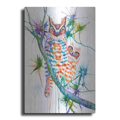 Luxe Metal Art 'Momma and Baby Owl' by Michelle Faber, Metal Wall Art