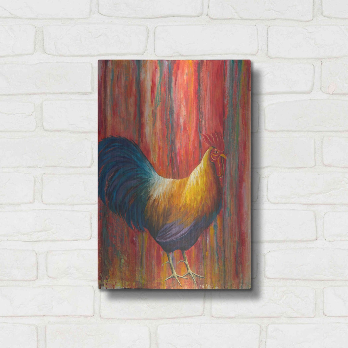 Luxe Metal Art 'Mr. Rooster' by Michelle Faber, Metal Wall Art,12x16