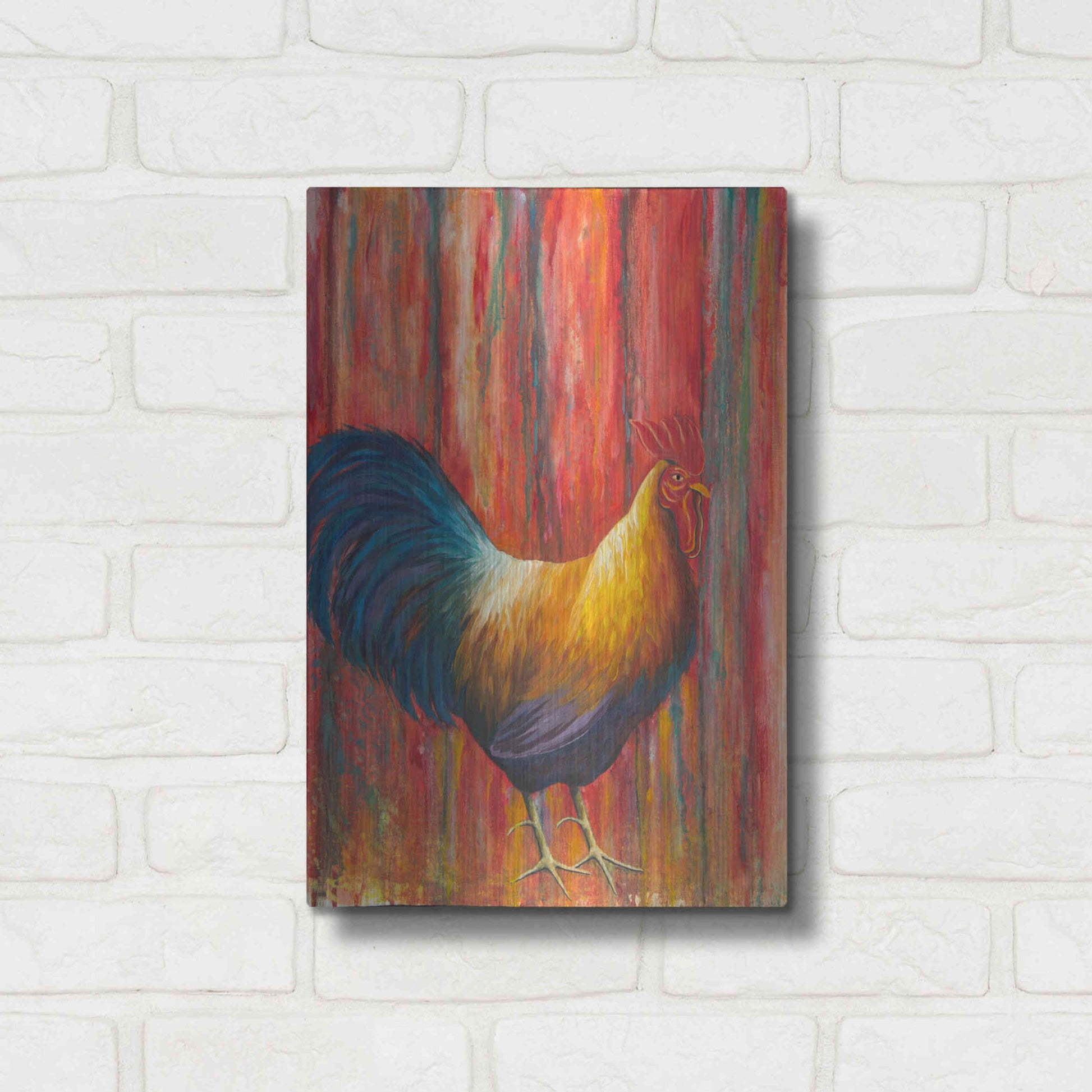 Luxe Metal Art 'Mr. Rooster' by Michelle Faber, Metal Wall Art,12x16