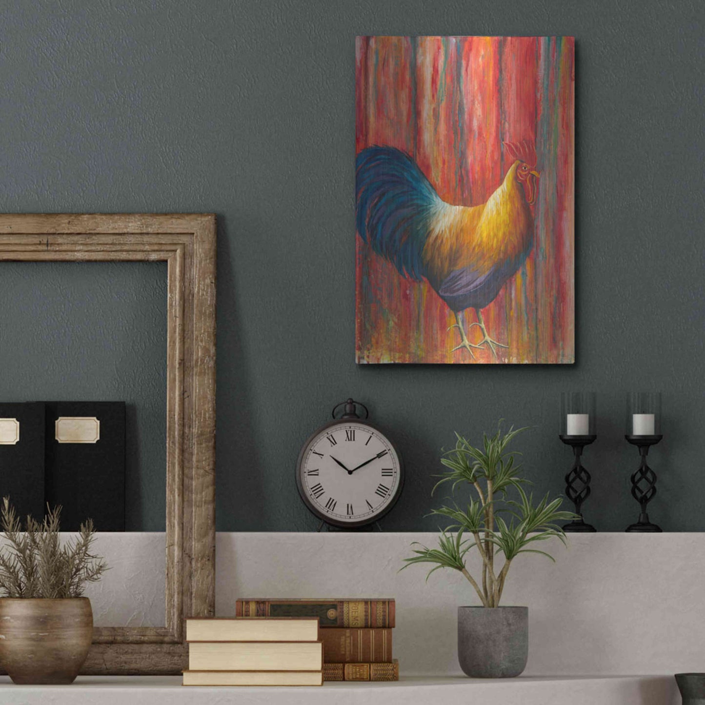 Luxe Metal Art 'Mr. Rooster' by Michelle Faber, Metal Wall Art,12x16