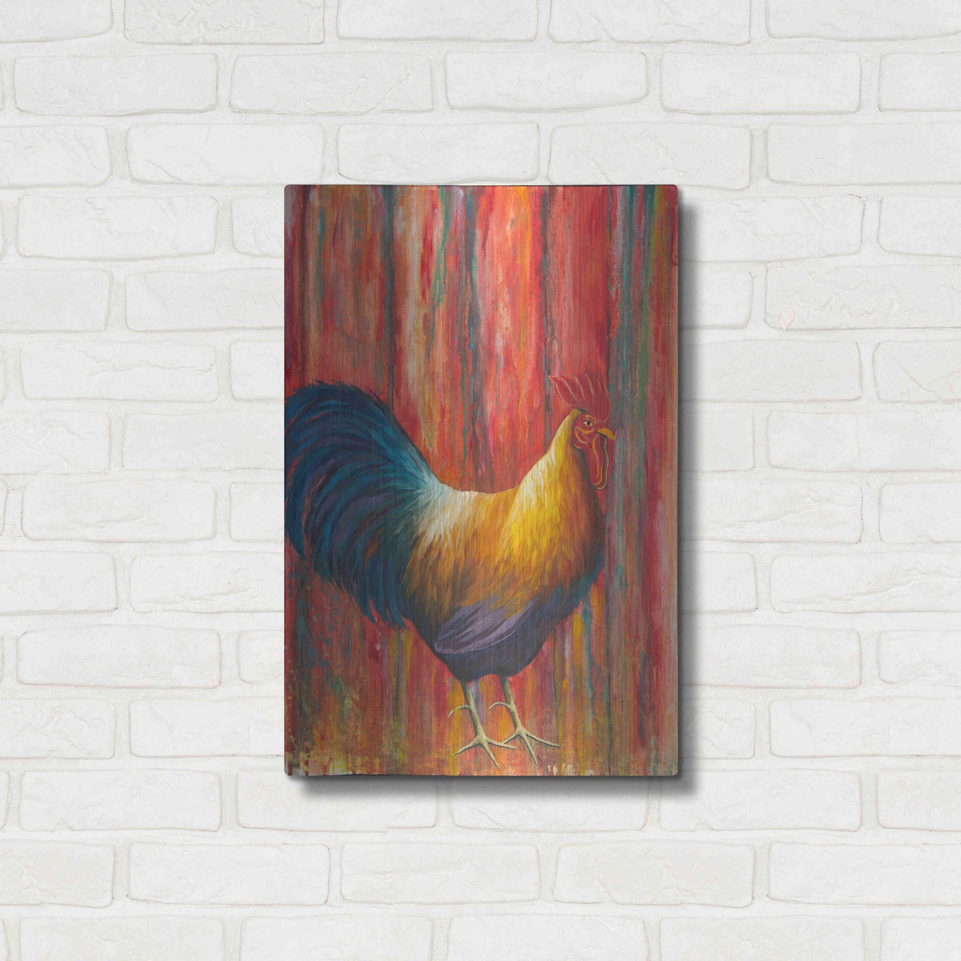 Luxe Metal Art 'Mr. Rooster' by Michelle Faber, Metal Wall Art,16x24