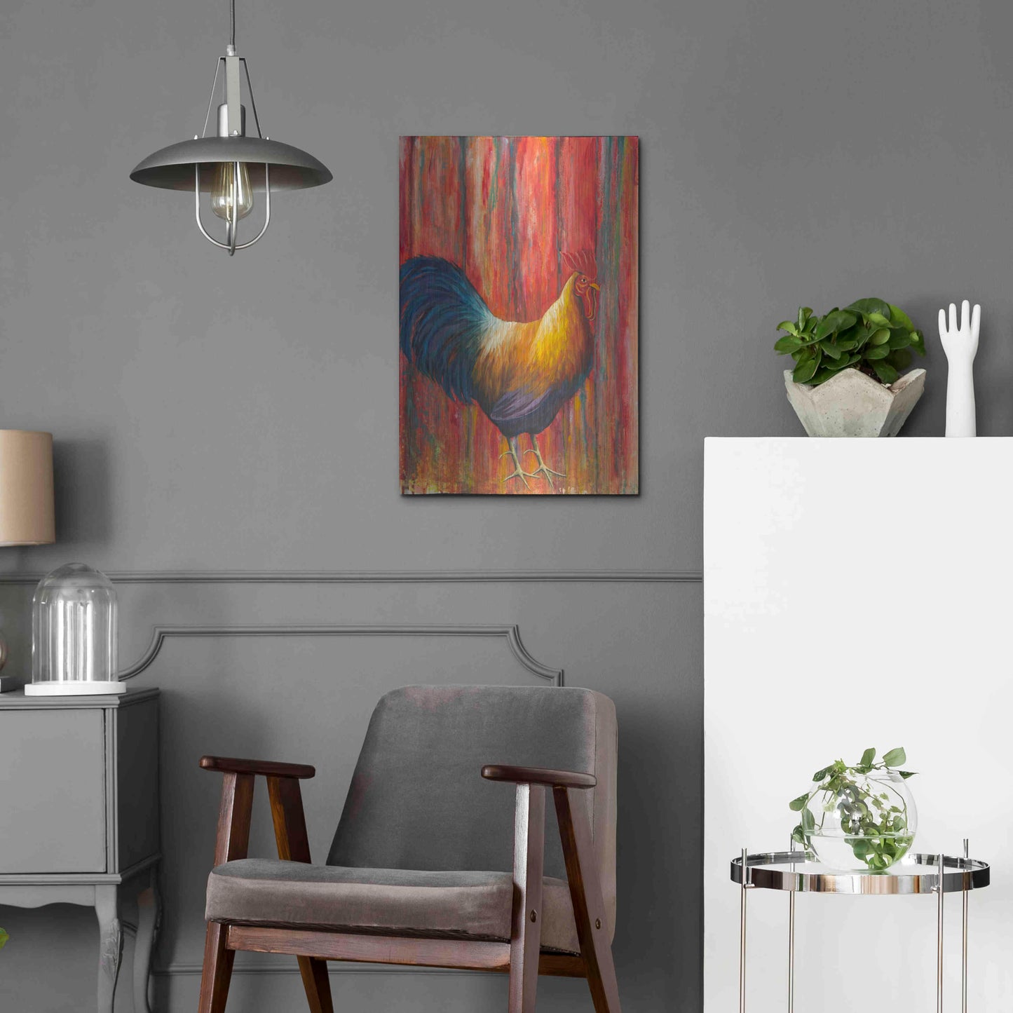 Luxe Metal Art 'Mr. Rooster' by Michelle Faber, Metal Wall Art,16x24