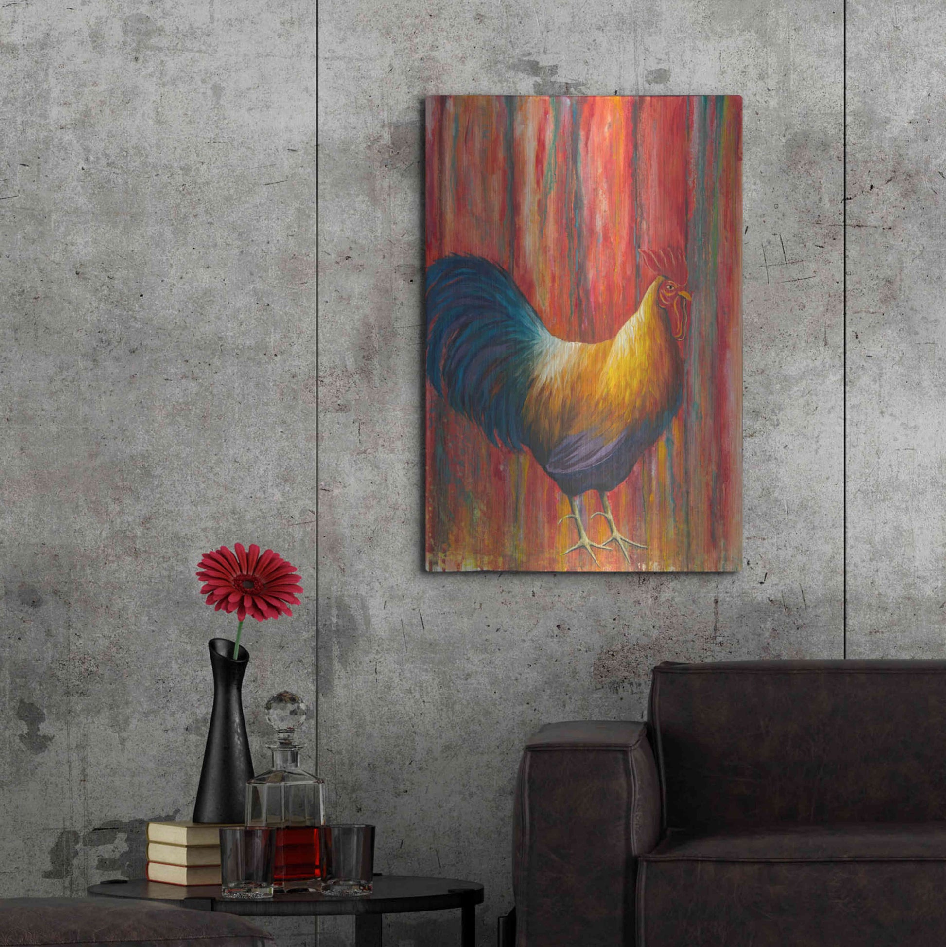 Luxe Metal Art 'Mr. Rooster' by Michelle Faber, Metal Wall Art,24x36