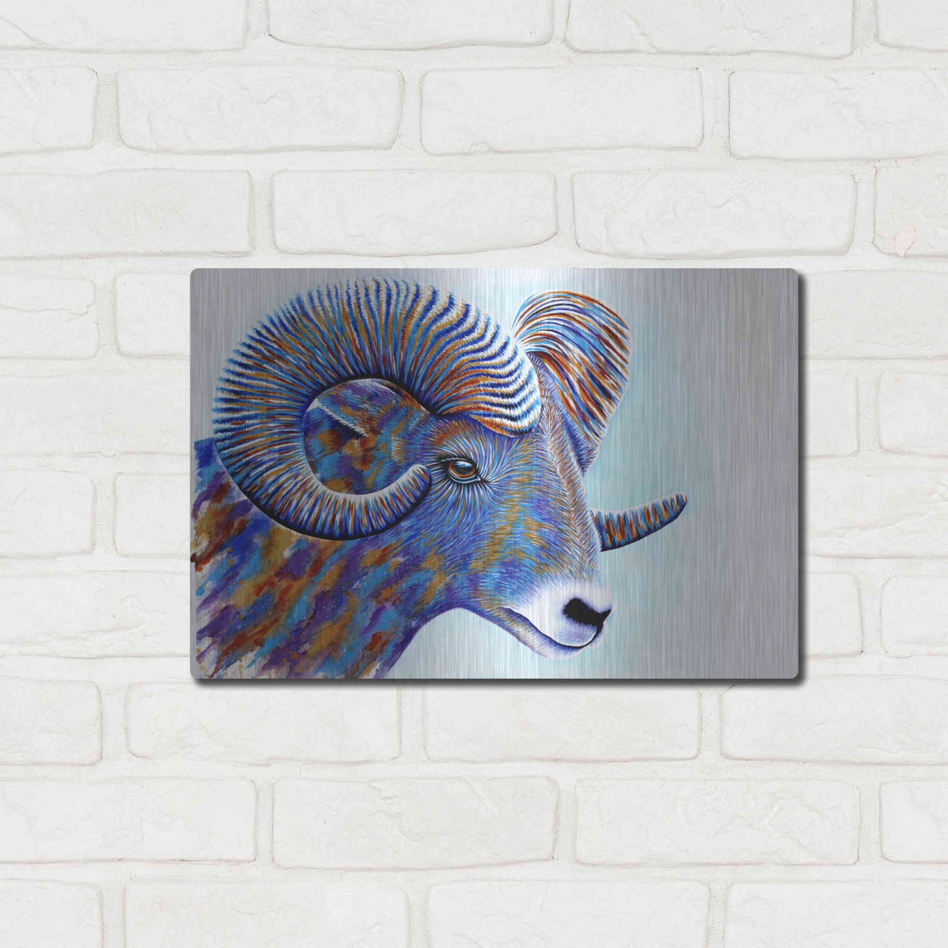 Luxe Metal Art 'Ram' by Michelle Faber, Metal Wall Art,16x12