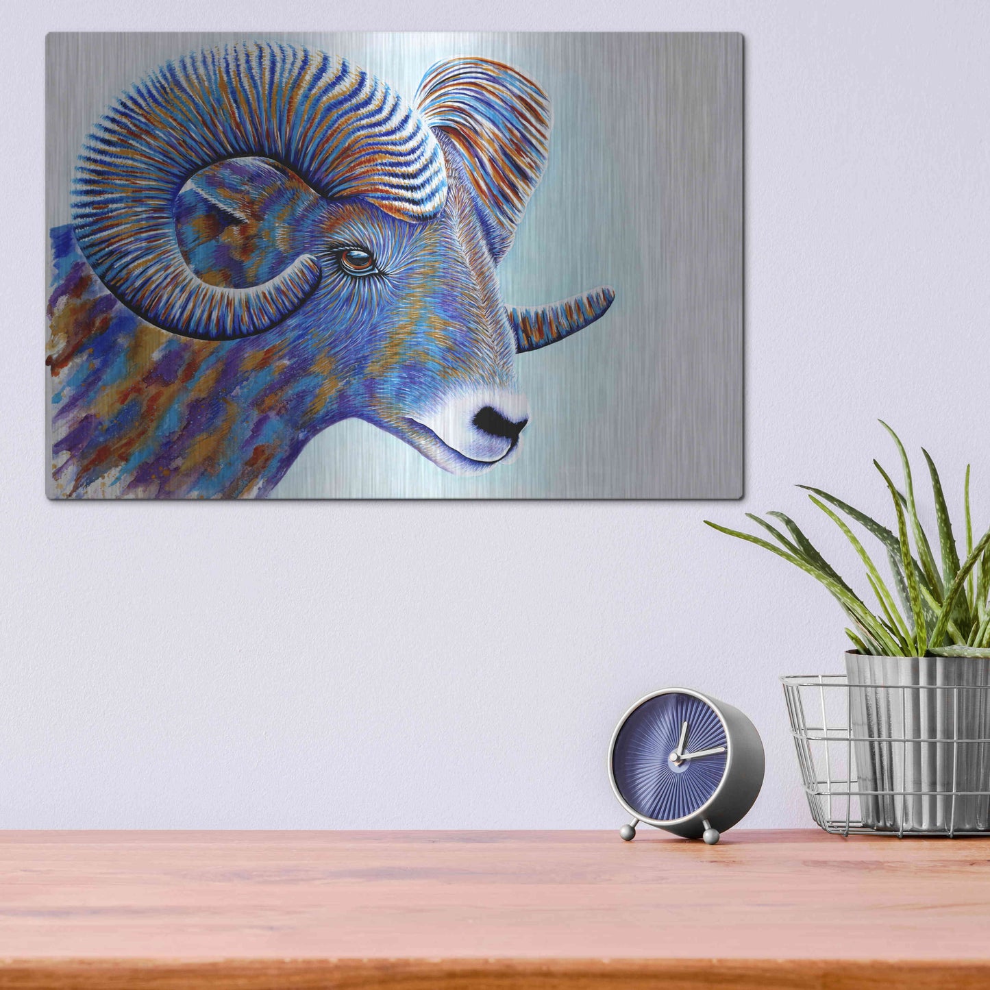 Luxe Metal Art 'Ram' by Michelle Faber, Metal Wall Art,16x12