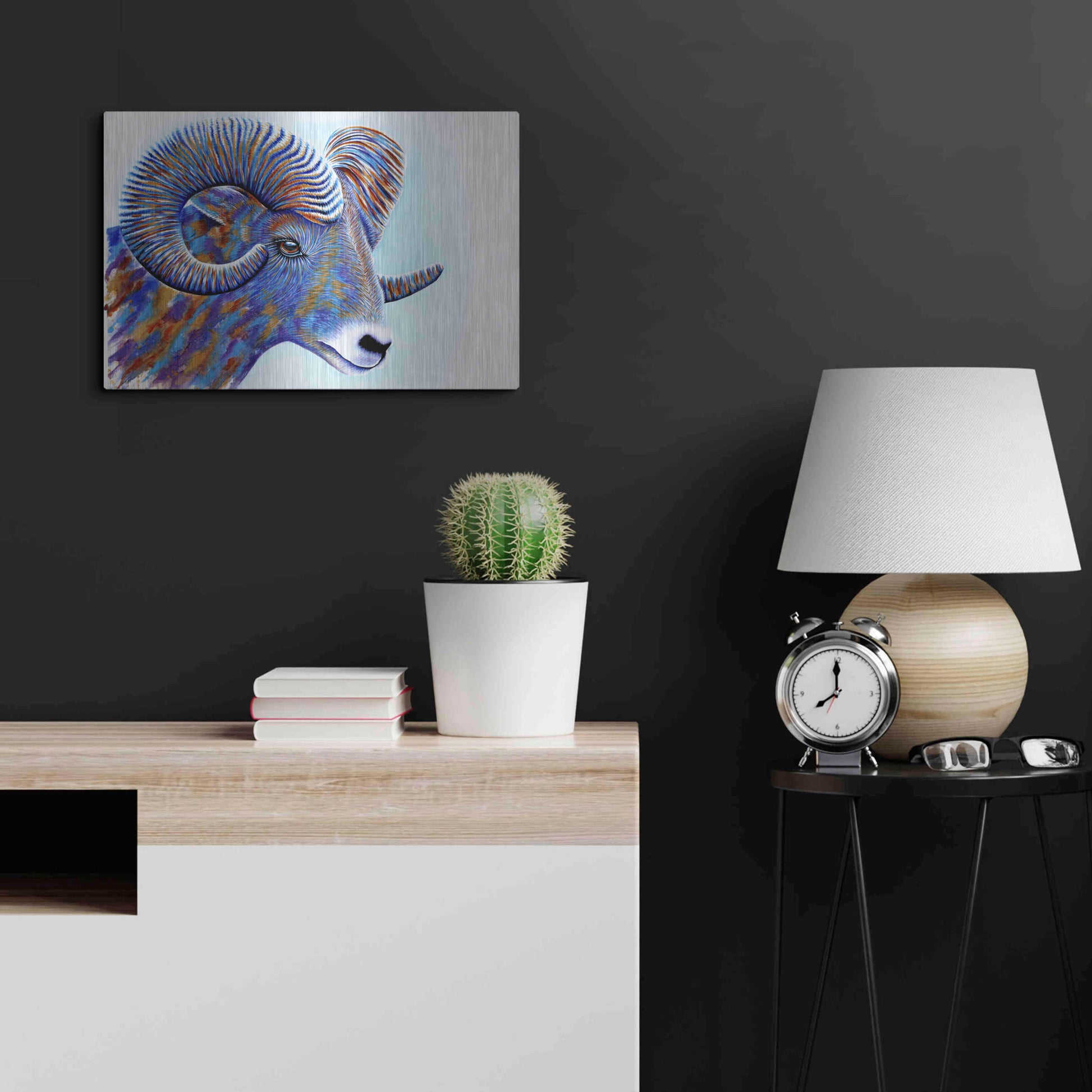 Luxe Metal Art 'Ram' by Michelle Faber, Metal Wall Art,24x16