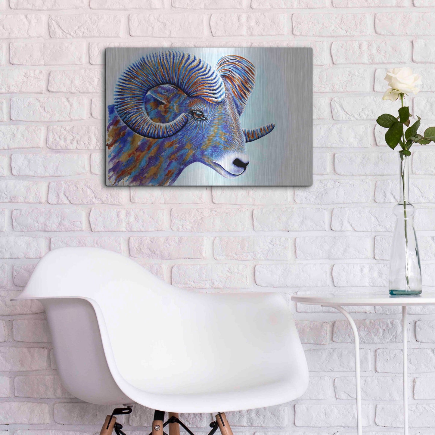 Luxe Metal Art 'Ram' by Michelle Faber, Metal Wall Art,24x16