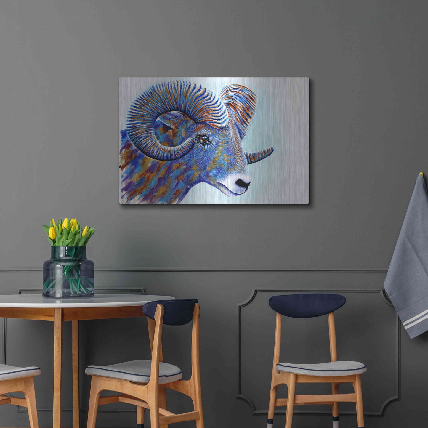 Luxe Metal Art 'Ram' by Michelle Faber, Metal Wall Art,36x24