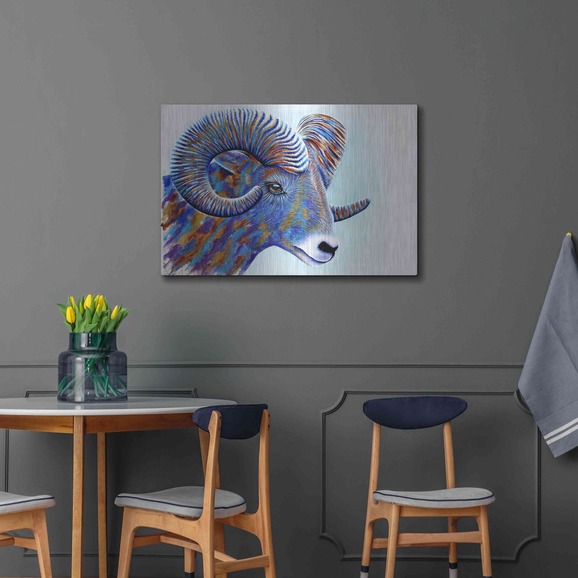 Luxe Metal Art 'Ram' by Michelle Faber, Metal Wall Art,36x24