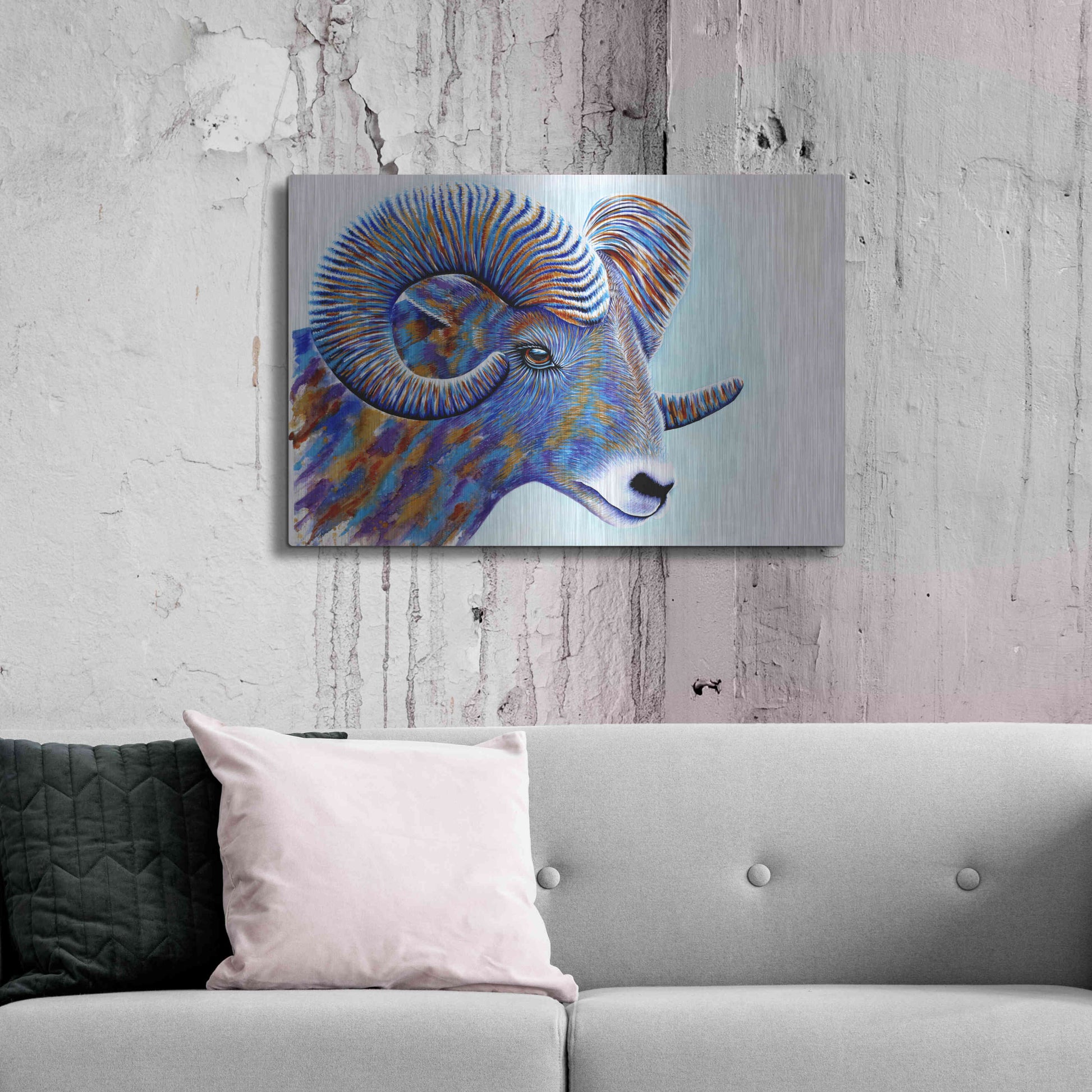 Luxe Metal Art 'Ram' by Michelle Faber, Metal Wall Art,36x24