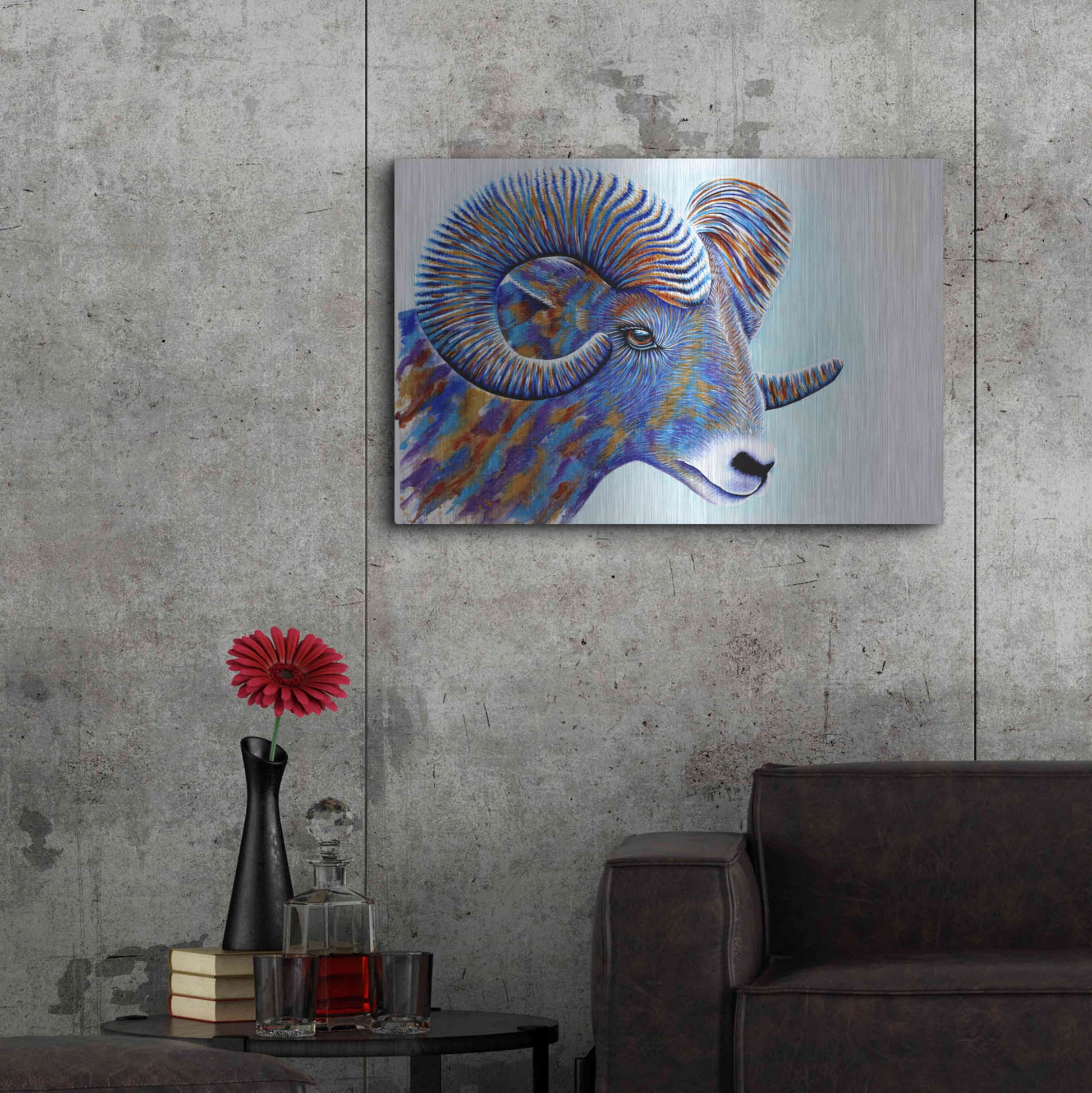 Luxe Metal Art 'Ram' by Michelle Faber, Metal Wall Art,36x24