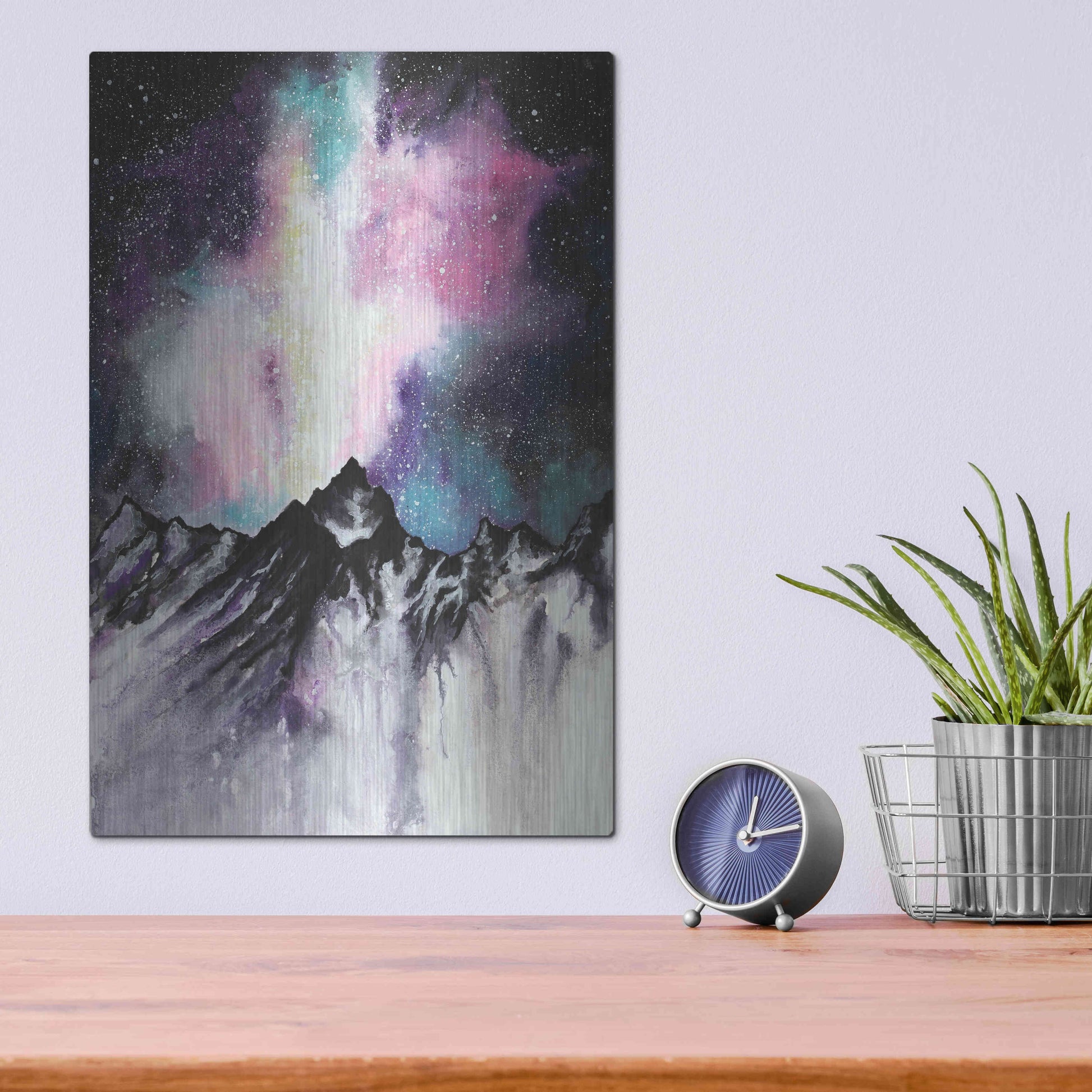 Luxe Metal Art 'Starruption Galaxy Landscape' by Michelle Faber, Metal Wall Art,12x16