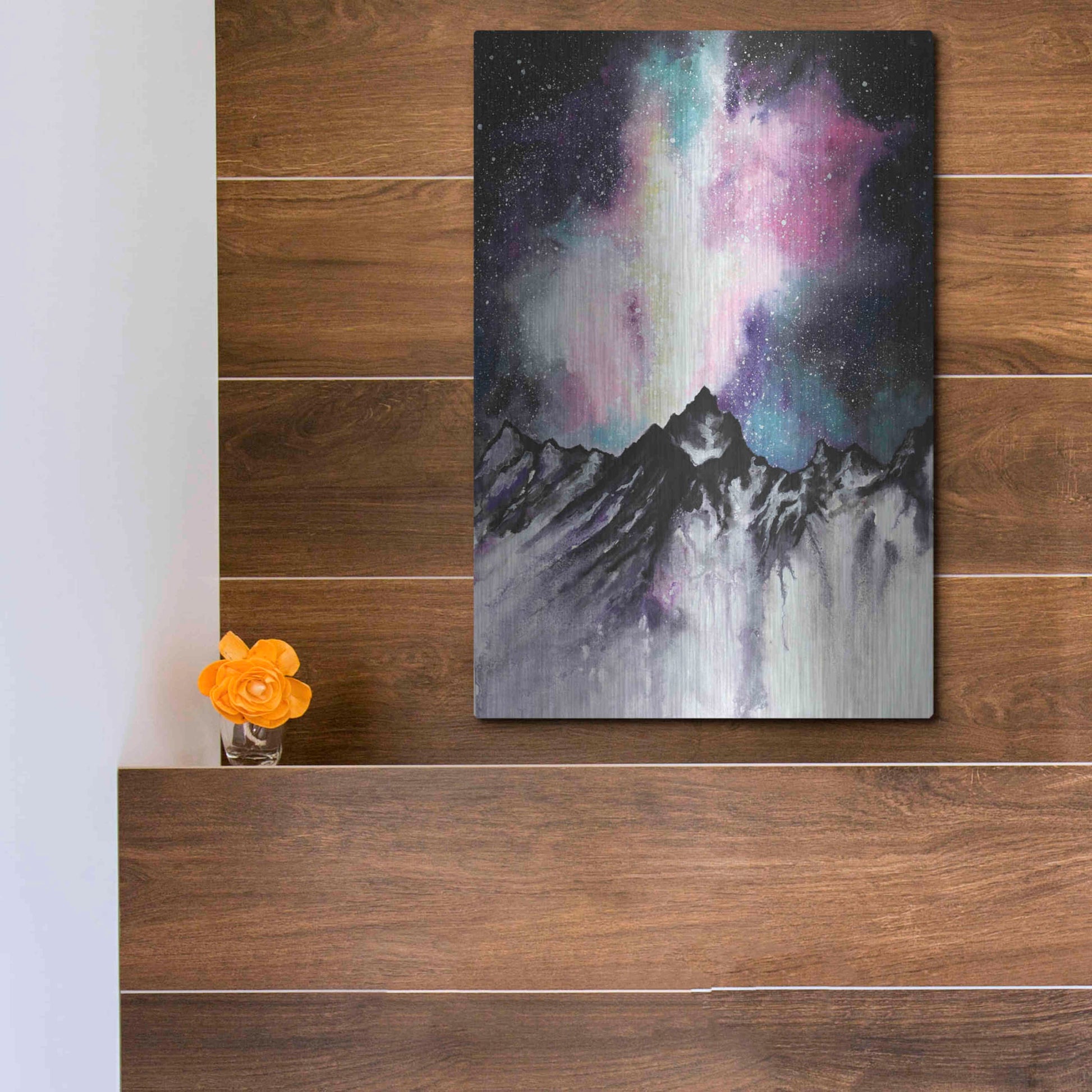 Luxe Metal Art 'Starruption Galaxy Landscape' by Michelle Faber, Metal Wall Art,12x16