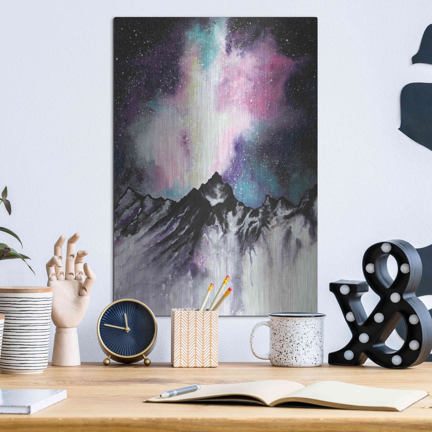 Luxe Metal Art 'Starruption Galaxy Landscape' by Michelle Faber, Metal Wall Art,12x16