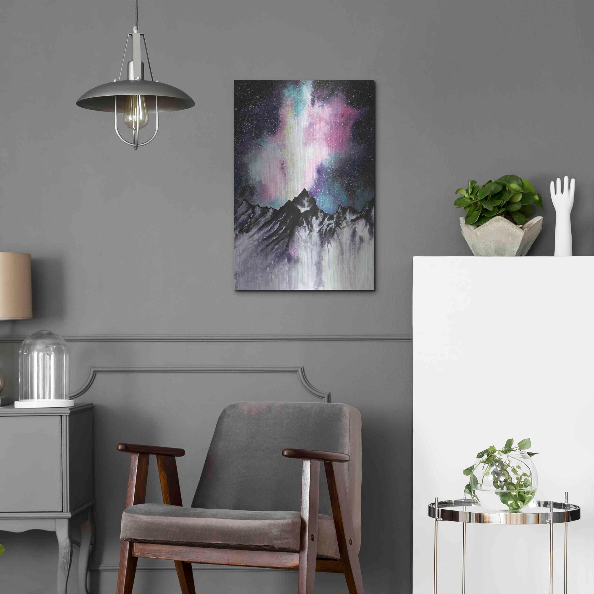 Luxe Metal Art 'Starruption Galaxy Landscape' by Michelle Faber, Metal Wall Art,16x24